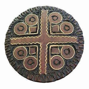 Antique Wooden Brooch, Springerle Cookie Press, Religious Iconography, Hand Carved Antique, Sun Cross, Wooden Seal