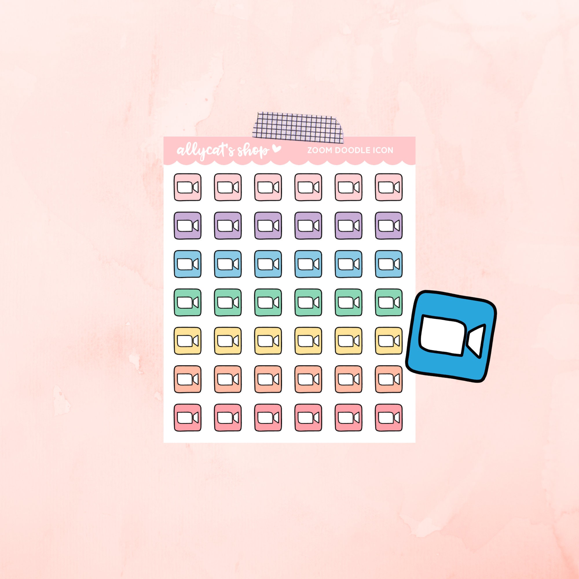 Zoooooom Sticker Zoom Doodle Icons - Planner Stickers - Etsy