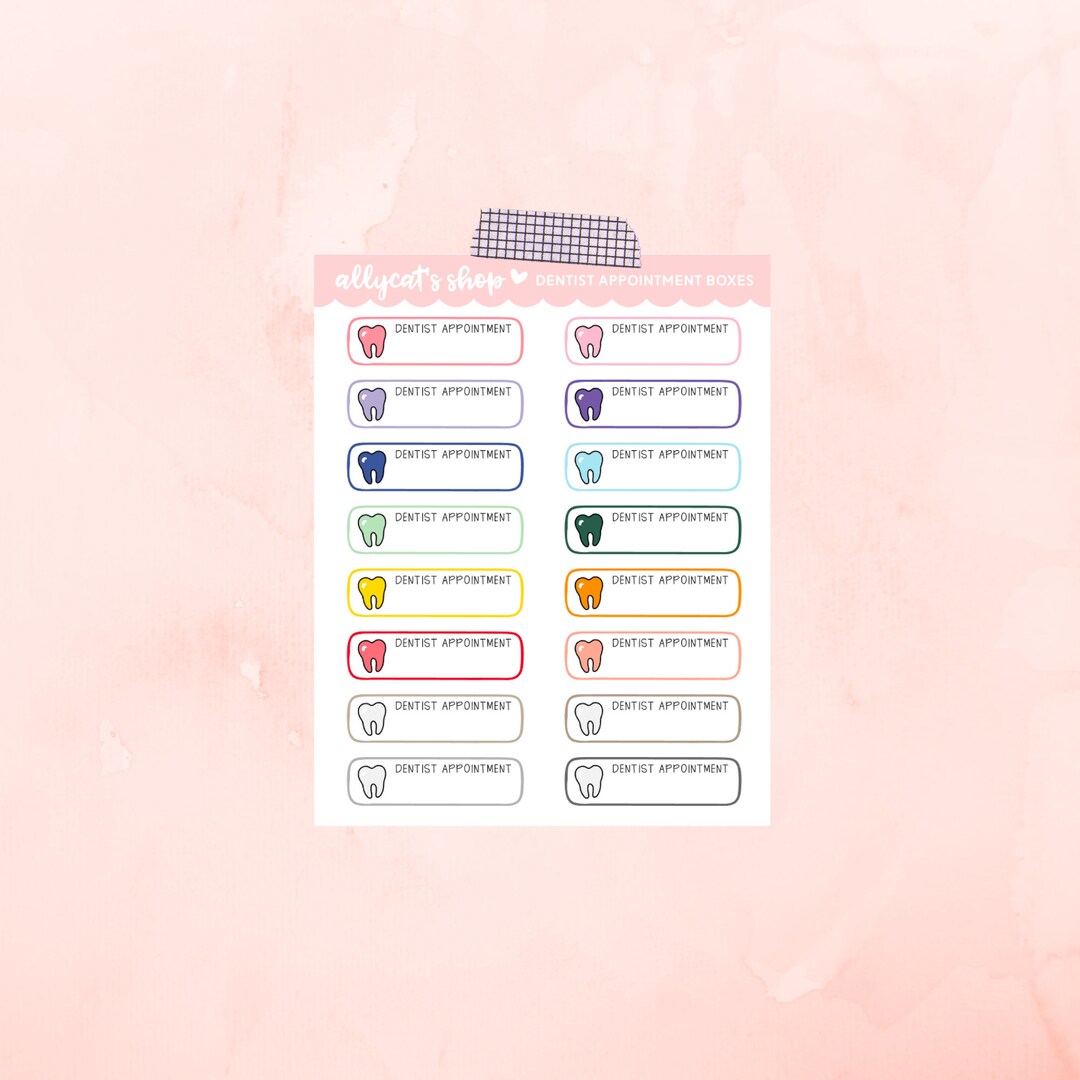 Dentist Appointment Box - Planner Stickers, Functional Stickers - Etsy