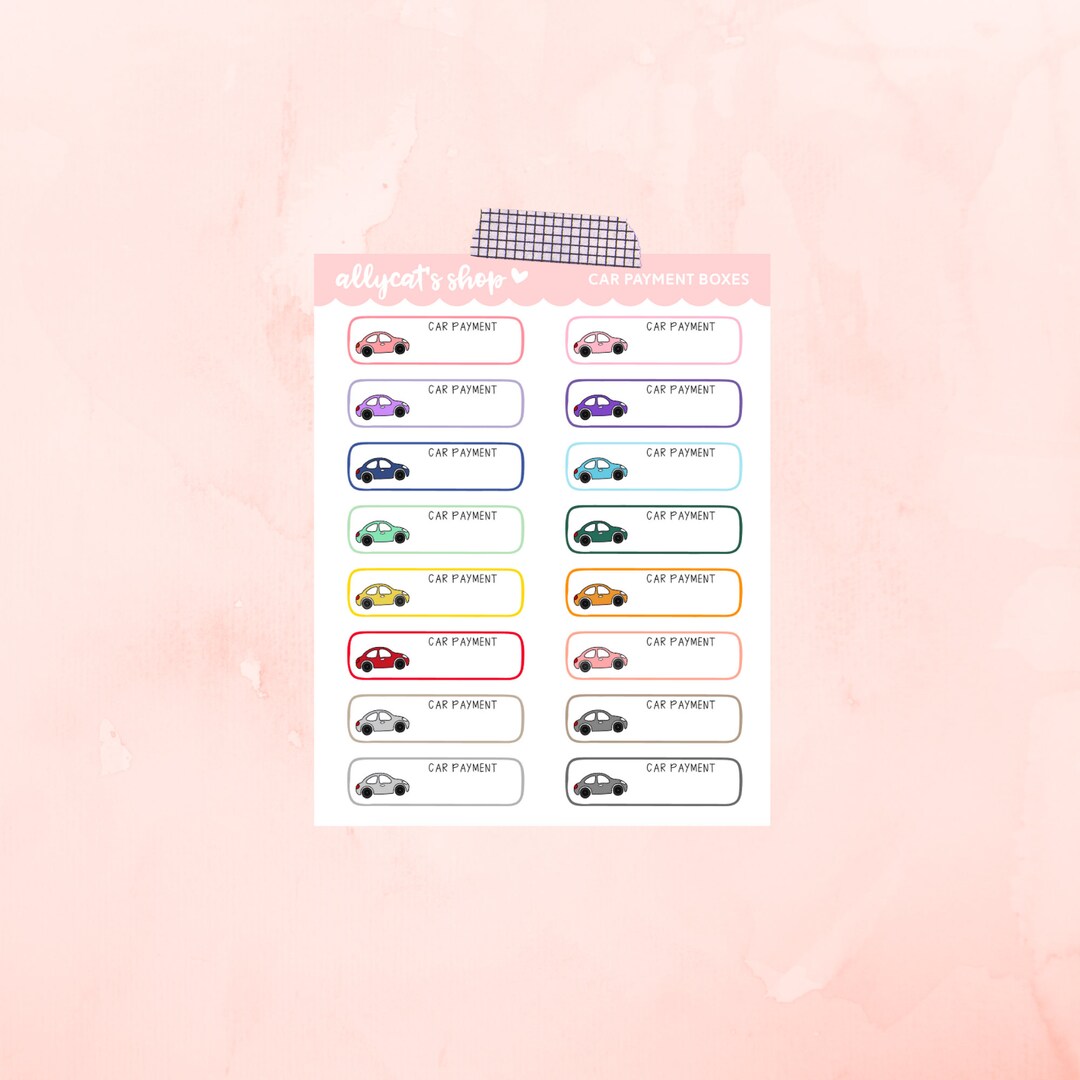 Car Payment Box - Planner Stickers, Functional Stickers - Etsy
