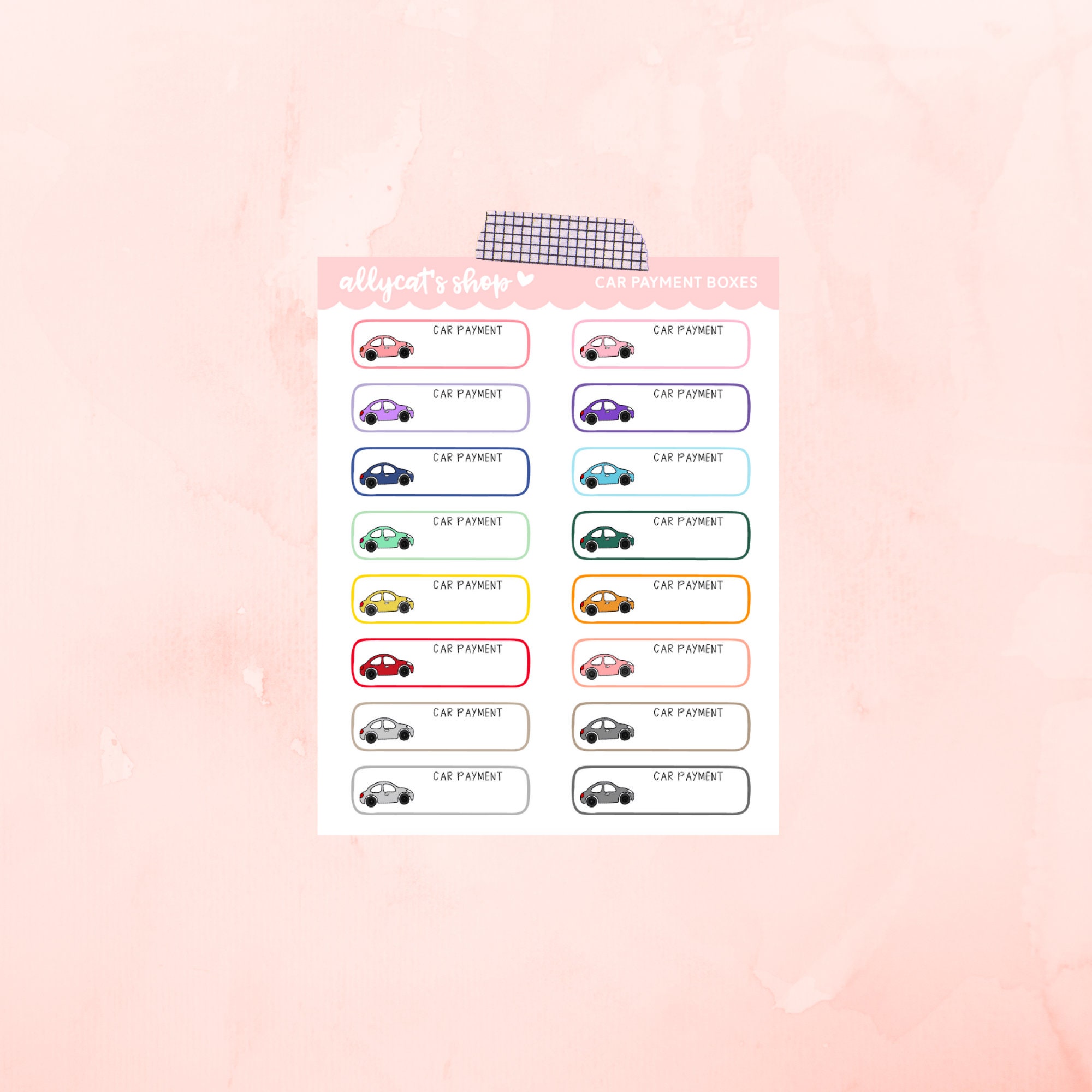 Car Payment Box - Planner Stickers, Functional Stickers - Etsy