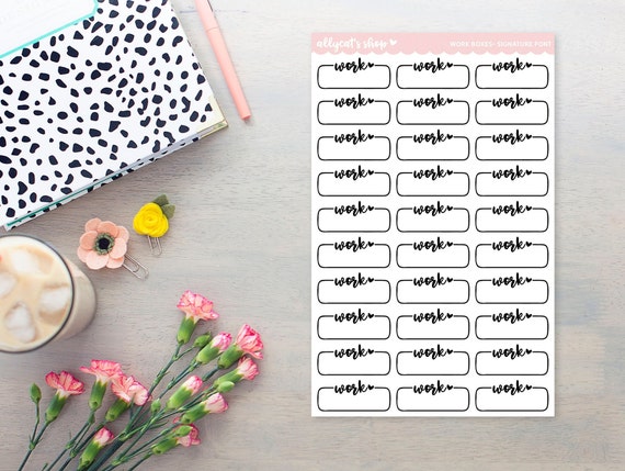 Work Script Boxes with HEART Planner Stickers | Etsy