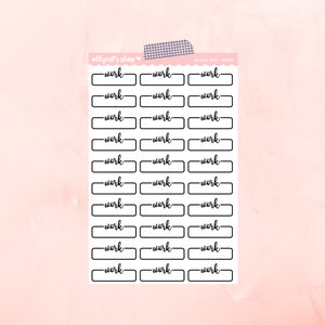 Work Boxes, Black Text - Planner stickers// Functional stickers