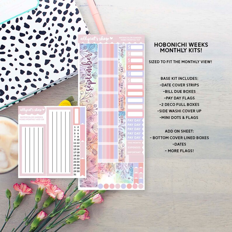 Hobonichi Weeks MONTHLY Kit Watercolor Garden Planner Stickers Hobonichi Techo Weeks