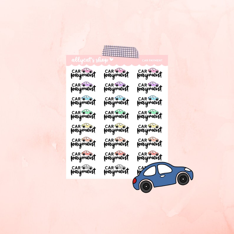 Car Payment Sticker Sheet Hand Drawn Planner Stickers | Etsy