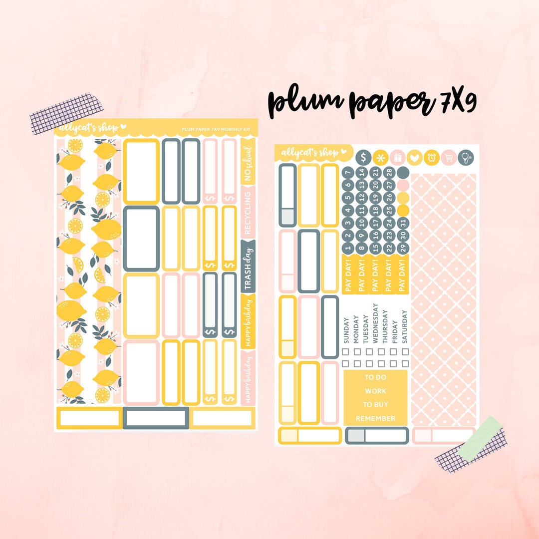 Lucy - 7x9 Monthly Kit - Plum Paper Planner 7x9 - Etsy