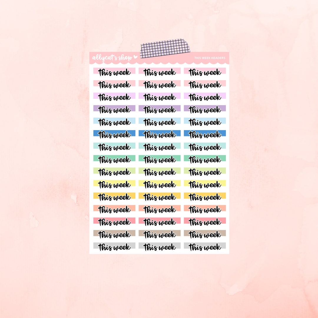 This Week Headers - Planner Stickers// Functional Stickers - Etsy