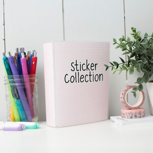 Pink Grid "Sticker Collection" 4x6, 5x7 OR Mini Sticker Album - Planner Sticker Album