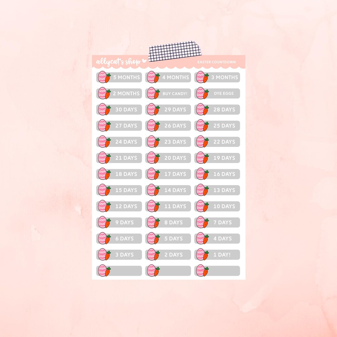 Easter Countdown - Planner Stickers - Etsy