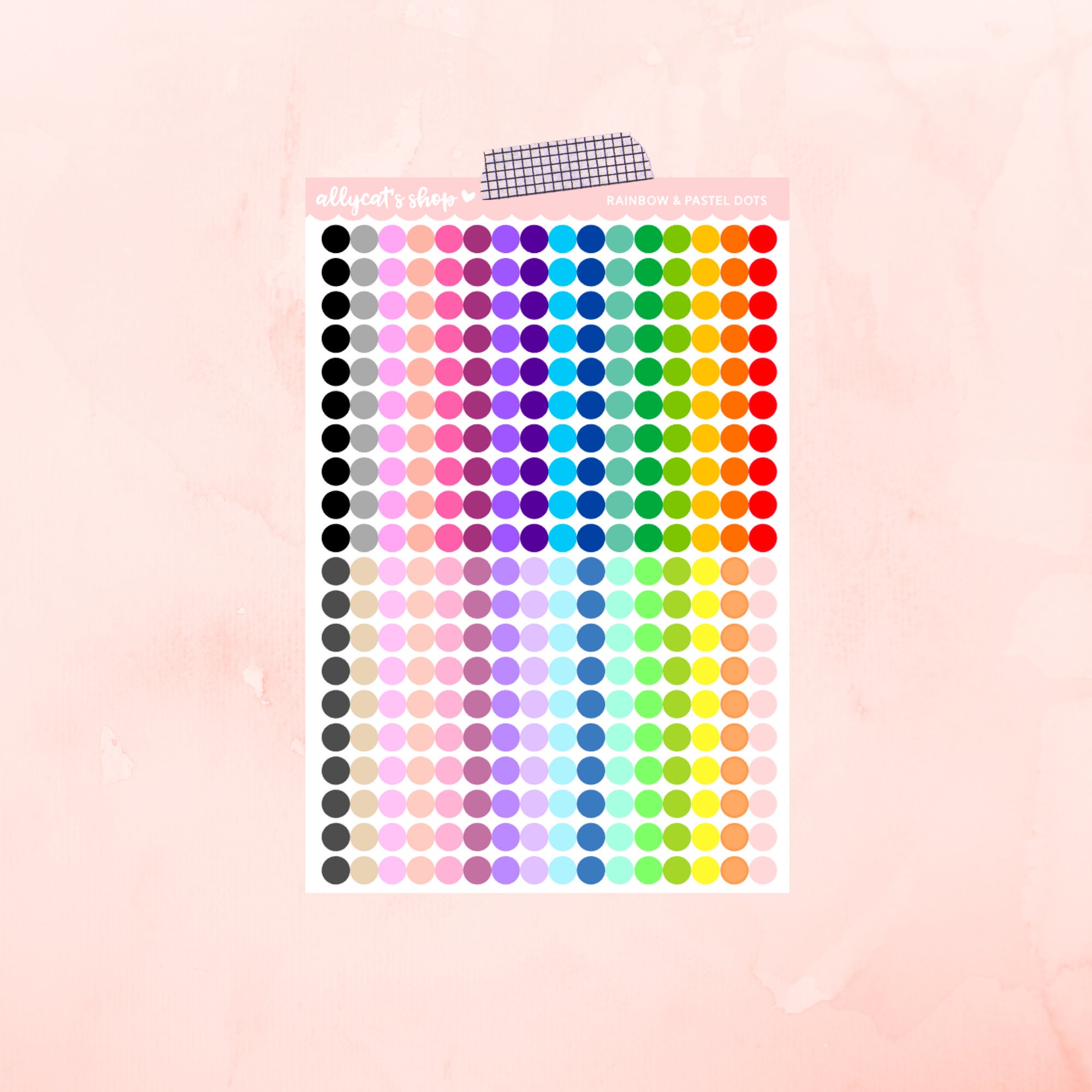 Rainbow & Pastel Dots - Planner Stickers // Functional Stickers // Co…