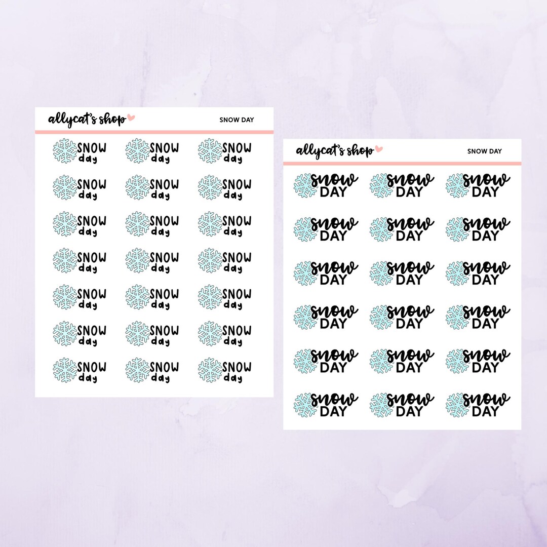 Snow Day - Hand Drawn Planner Stickers - Etsy