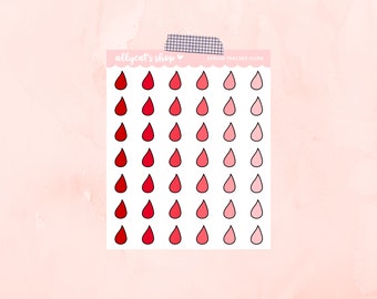 Kawaii Blood Drop Stickers Blood Drop Planner Stickers Period Tracker ...