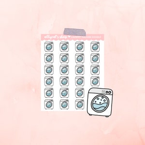 Laundry Machine Doodles WHITE - Planner Stickers, Planner Icons