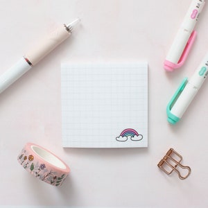 Rainbow Sticky Notes - Stationery, Hand drawn, Doodles, Paper goods