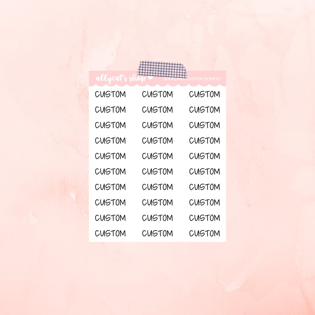Jen Plans Font CUSTOM Script Stickers - Planner Stickers, Custom Script ...