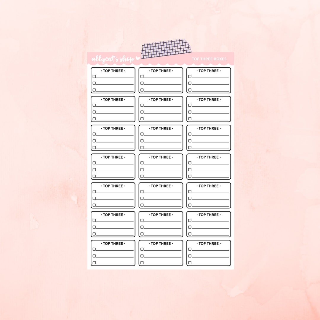 Top Three Boxes MONOCHROME - Planner Stickers// Functional Stickers - Etsy