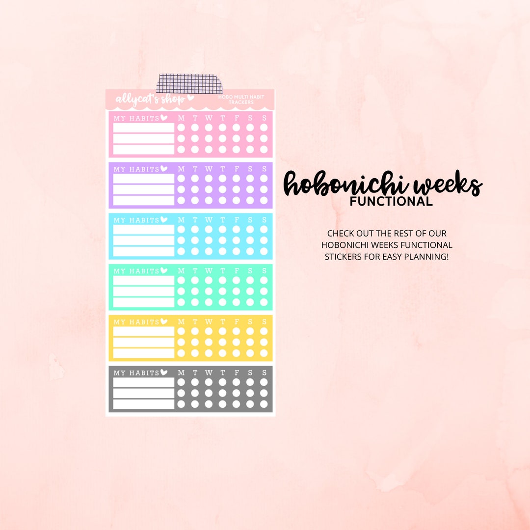 Hobonichi Weeks PASTEL Multi Habit Trackers - Planner Stickers ...