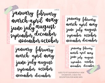 Month Stickers V1 - Planner Stickers, Hobonichi Techo Weeks, Monthly Stickers