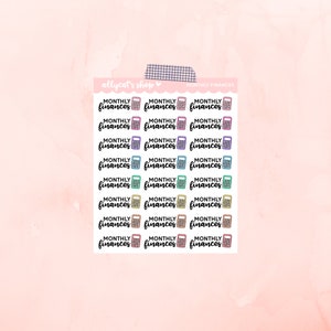 Monthly Finances - Planner Stickers