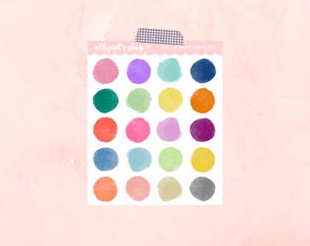 Circle Paint Swatch Stickers - Hand Drawn Planner Stickers