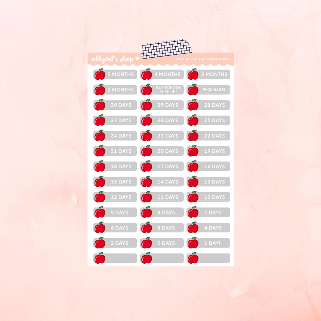 Sticker Sprout Countdown School Countdown - Planner Stickers, Functional Stickers - Etsy