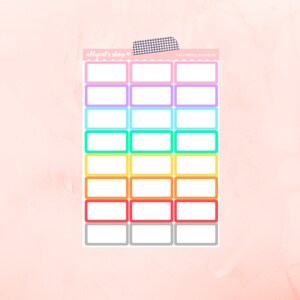 May include: A sheet of rainbow-coloured half box stickers with the text "allycat's shop" and "HALF BOXES RAINBOW".