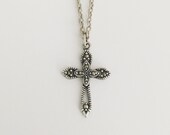 Silver Victorian Cross Necklace Sterling Pendant 925