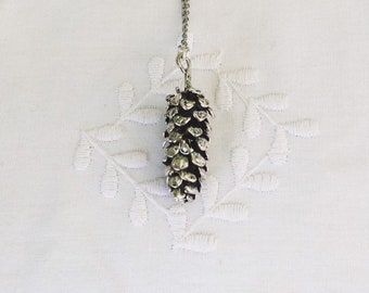 Large Silver Pinecone Necklace