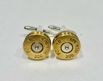 FC 300 Winchester Bullet Shell Luger Cufflinks - Brass Bullet Casing Cuff links with Primer