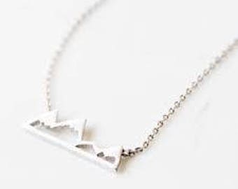 Silver Mountain Range Necklace -  Mountain Shilouette Necklace