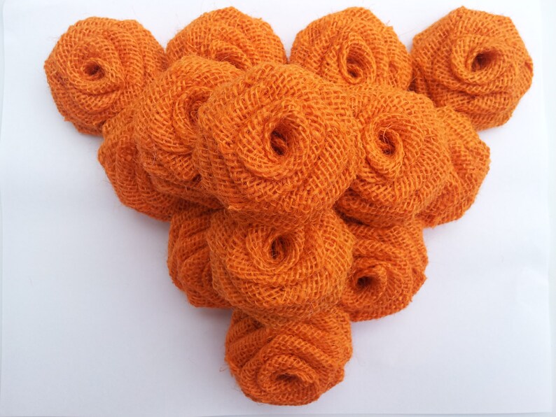 Orange Burlap Roses Orange Burlap Flowers Orange burlap Etsy