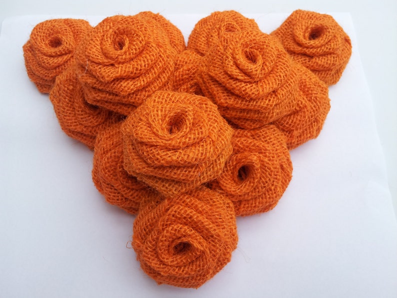Orange Burlap Roses Orange Burlap Flowers Orange burlap Etsy