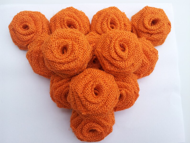 Orange Burlap Roses Orange Burlap Flowers Orange burlap Etsy