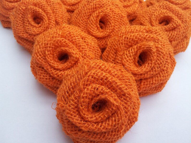 Orange Burlap Roses Orange Burlap Flowers Orange burlap Etsy