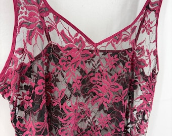 Colesce Sheer Floral Lace Camisole Layering Tank Top 1X Goth Fairycore Vintage