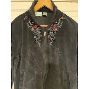 Velour Embroidered Jacket - Etsy