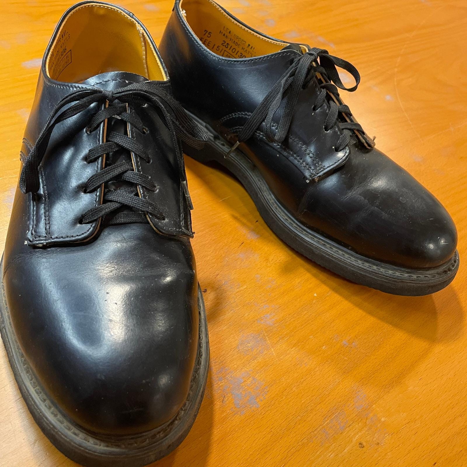 VTG Mens 7.5 Wide Black Leather Oxford Steel Toe Work Safety 