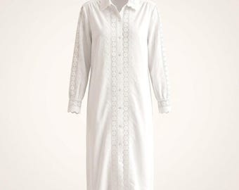 Serbin White Lace Trim Button Up Nightgown Cotton 12 Vintage Cottage Victorian
