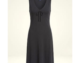 Gap Black Stretch V-Neck Empire Waist Tank Midi Dress S 2000s Vintage Y2K