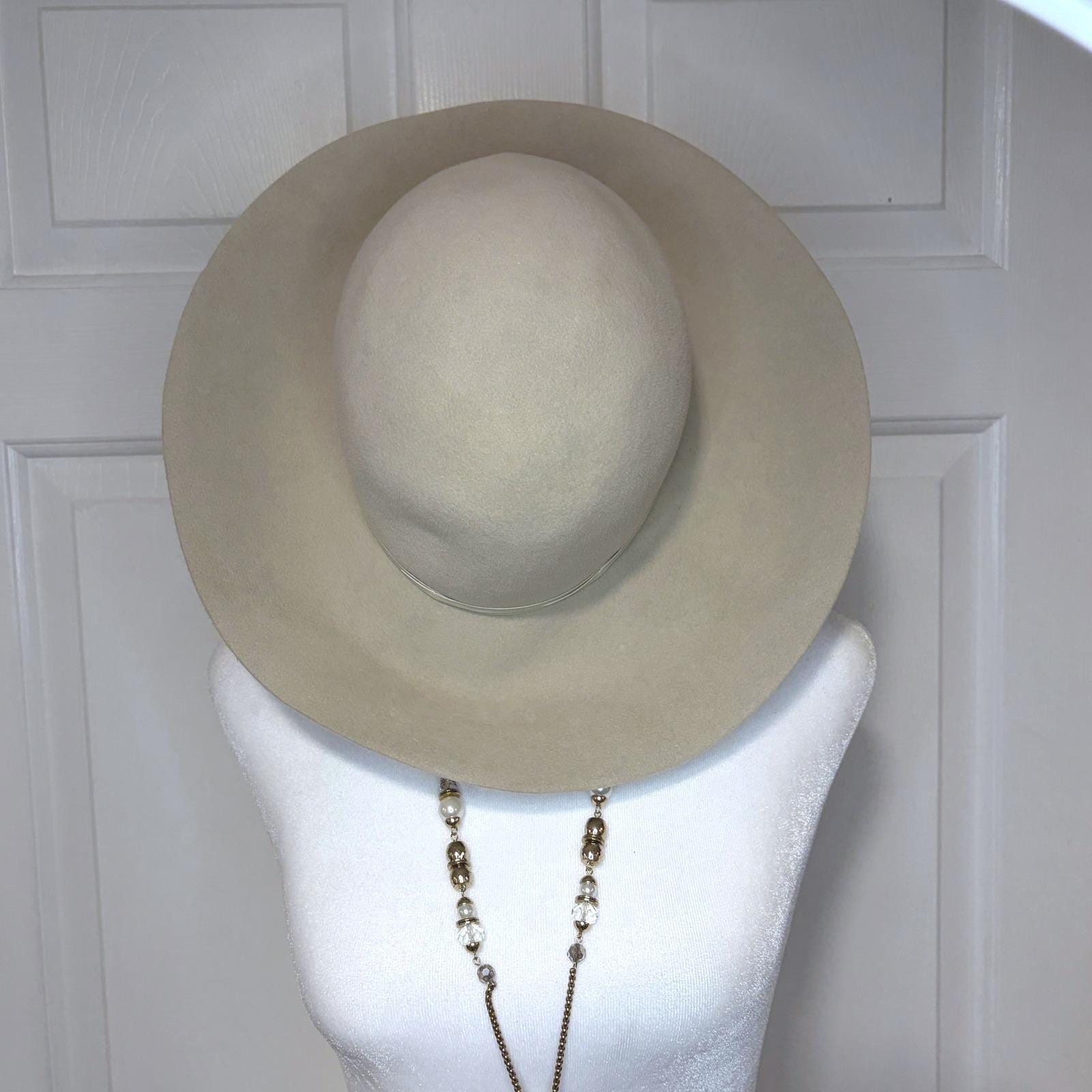 VTG Eric Javits NY Wool Felt Hat Cloche Wide Brim Travel  display picture 1