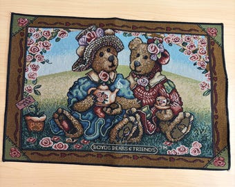 Boyds Bears & Friends Afternoon Tea Tapestry Placemat Vintage Rose Floral USA