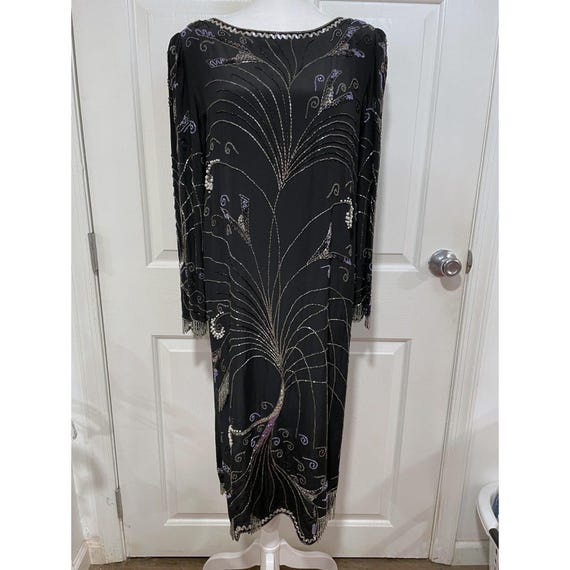 sequin beaded shift dress Vintage Fabrice Abstract Sequin Bead Shift Dress  Recess
