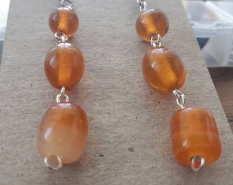 Glass Bead Earrings - Orange