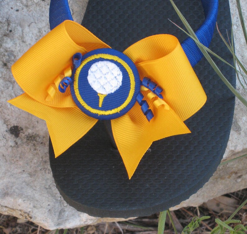 Flats or Wedge Add Name or Team Solids and Dots All School Colors SPORTS FLIP FLOPS Matching Bows College /& Highschool Sports Designs