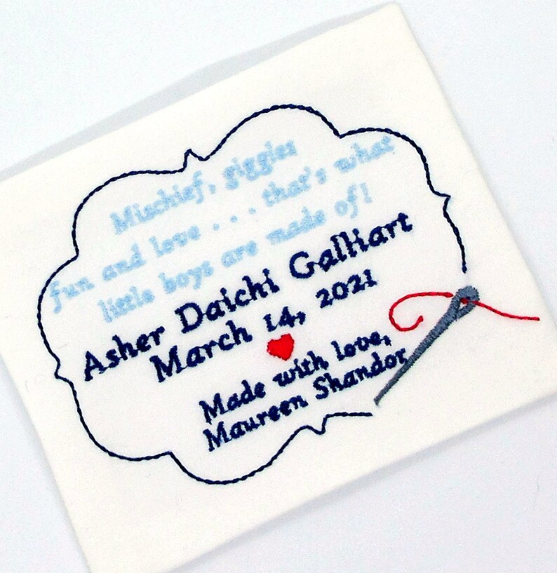 BABY QUILT LABEL Embroidered Boy & Girl Designs Etsy