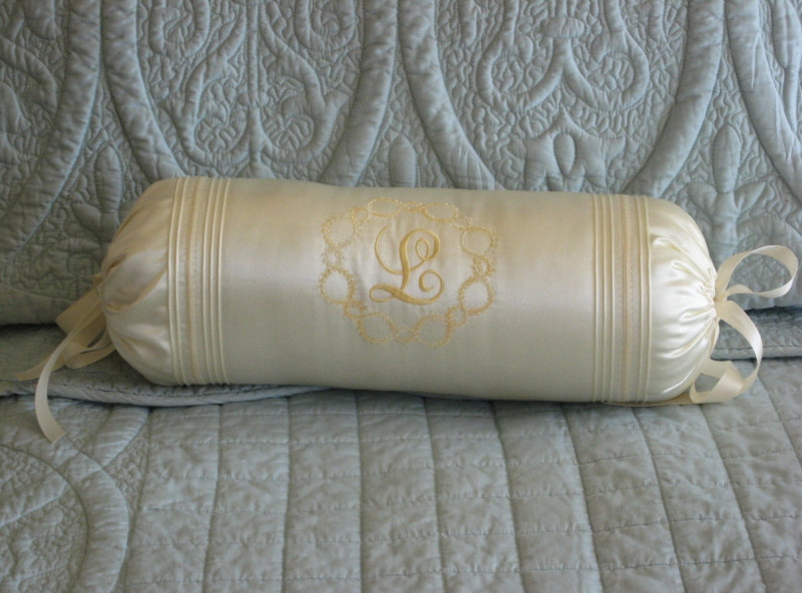 Neck Roll Pillow Covered in Soft Satin Heirloom Pin Tucks Etsy