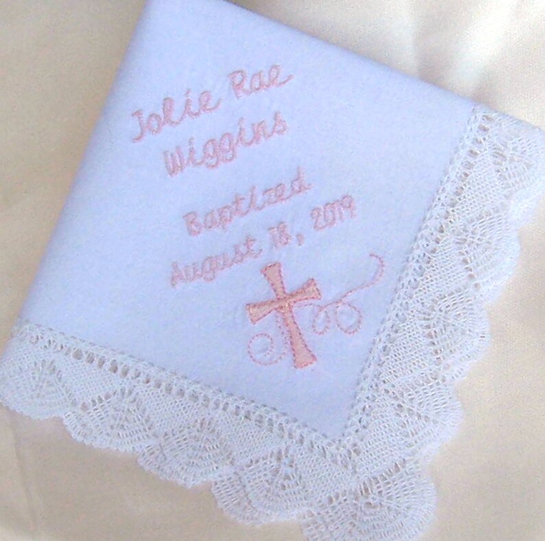 BAPTISM HANDKERCHIEF Christening Confirmation Personalized Etsy