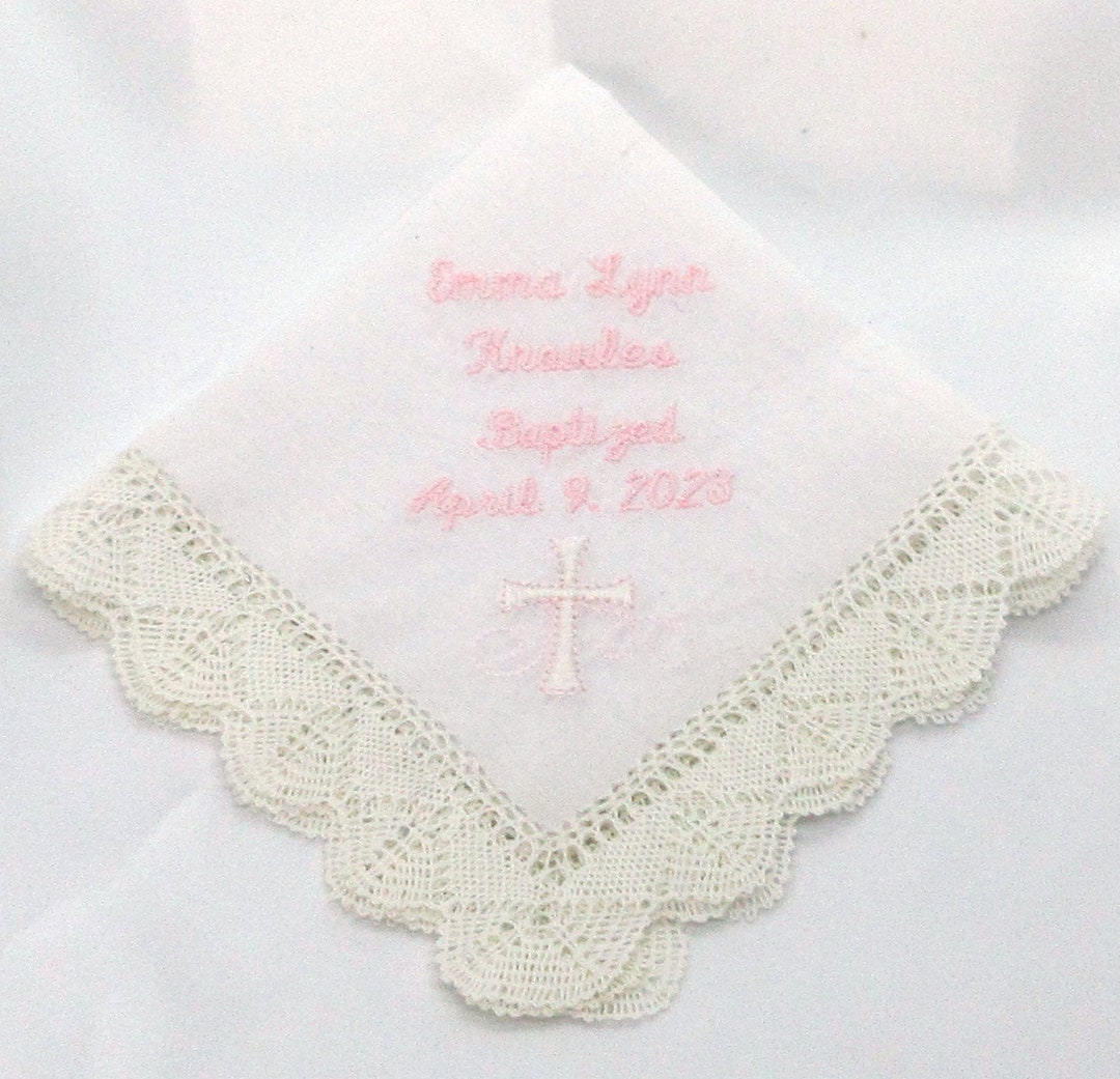 BAPTISM HANDKERCHIEF Christening Confirmation Personalized Etsy