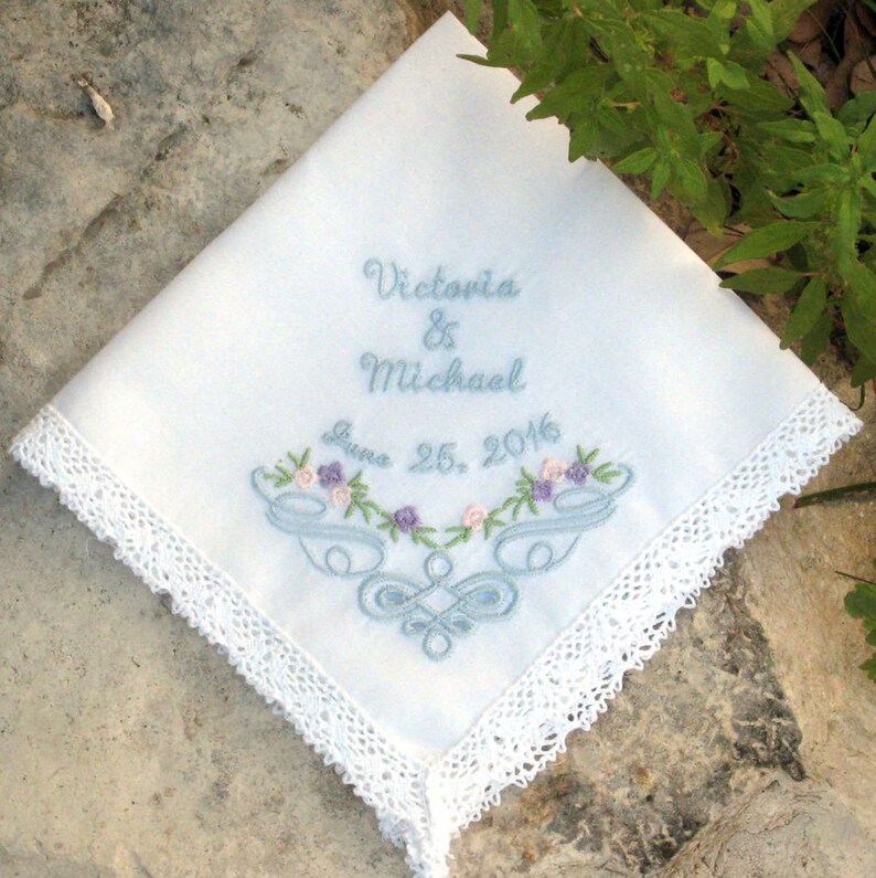 BRIDAL HANDKERCHIEF Wedding Bride & Groom Personalize Etsy