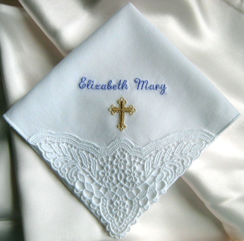 SMALL CROSS HANDKERCHIEF for Baby Girl Baptism Christening Etsy